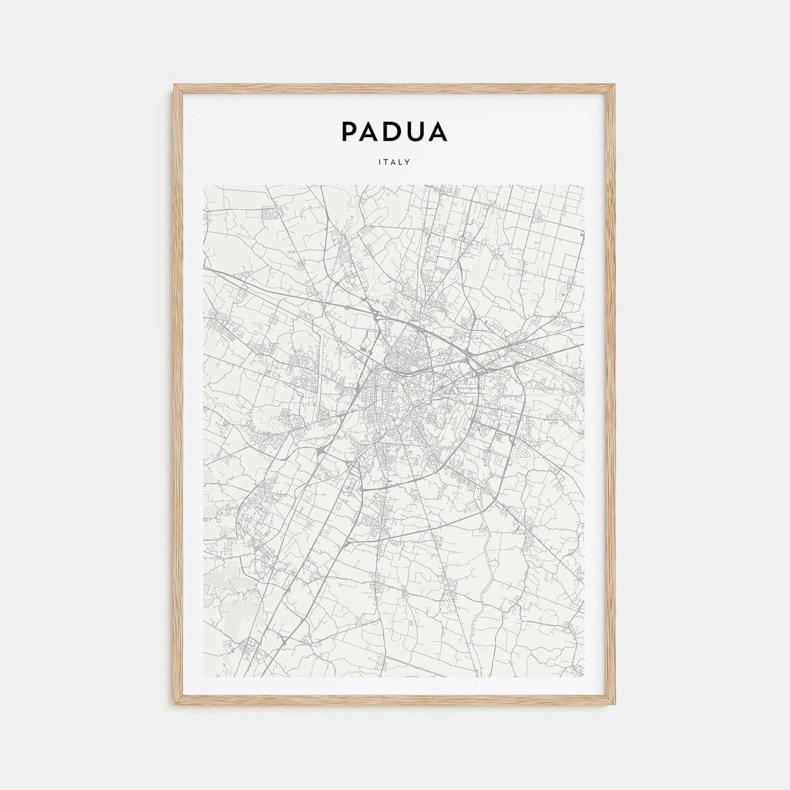 Padua Italy Minimalist City Street Map Monochrome Art Poster