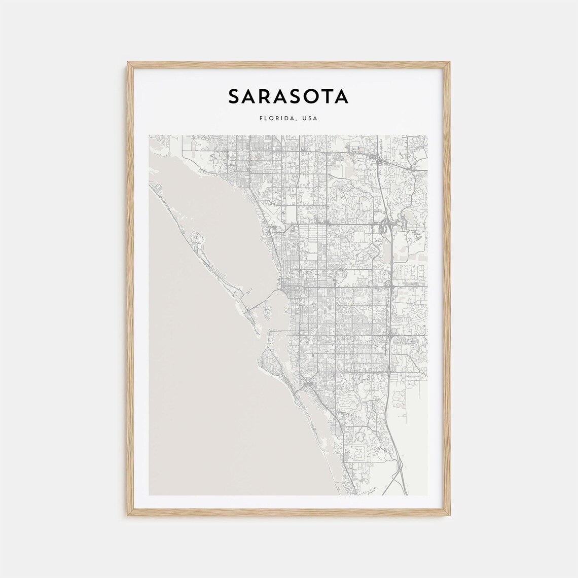 Sarasota Florida USA Detailed Street Map Minimalist Modern Poster