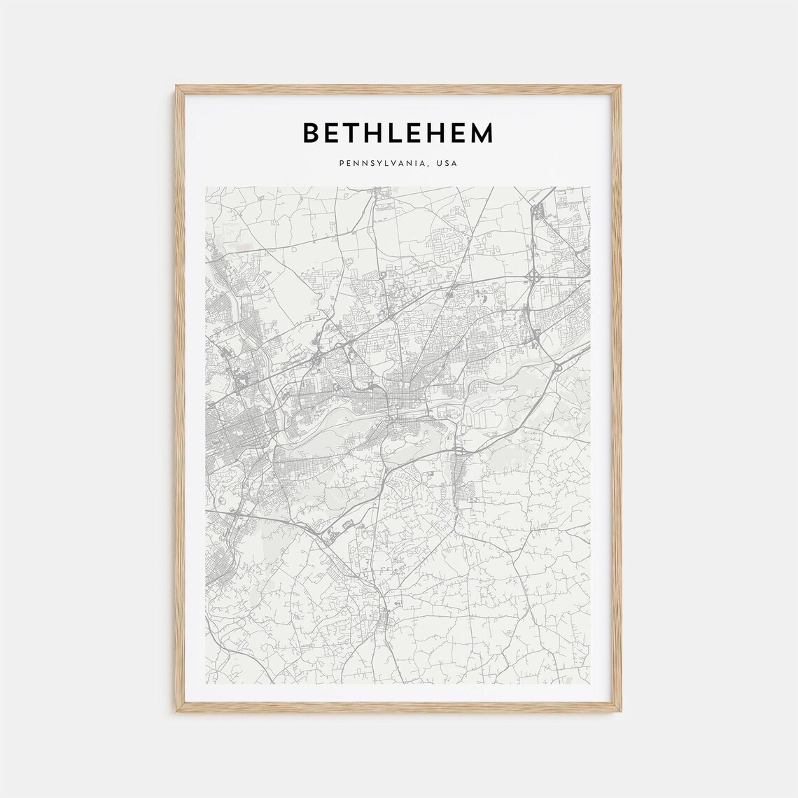 Bethlehem Pennsylvania USA Minimalist City Map Line Art Travel Poster