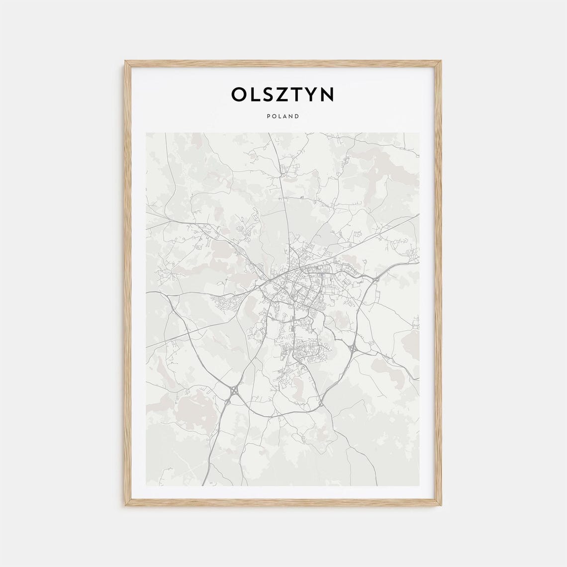 Olsztyn Poland Lake District Minimalist City Map Travel Poster