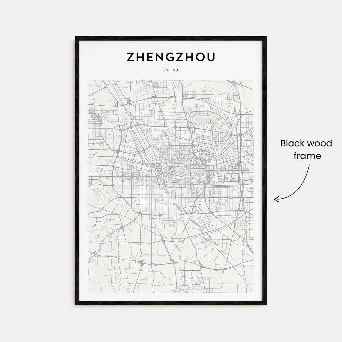 Zhengzhou China Henan Capital Minimalist City Street Map Decor Poster - Image 3