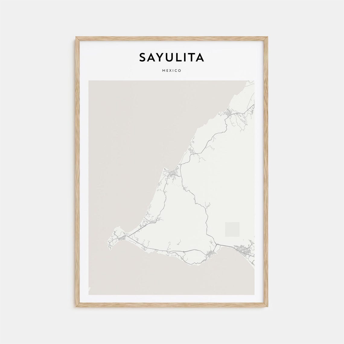 Sayulita Mexico Scandinavian Minimalist Coast Map Travel Poster
