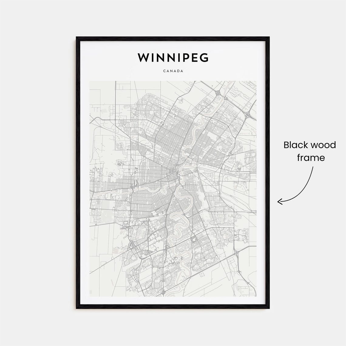 Winnipeg Canada Personalized Minimalist Gray City Street Map Poster - Image 3