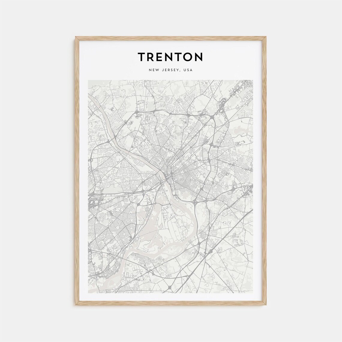 Trenton New Jersey Minimalist City Street Map Art Travel Poster