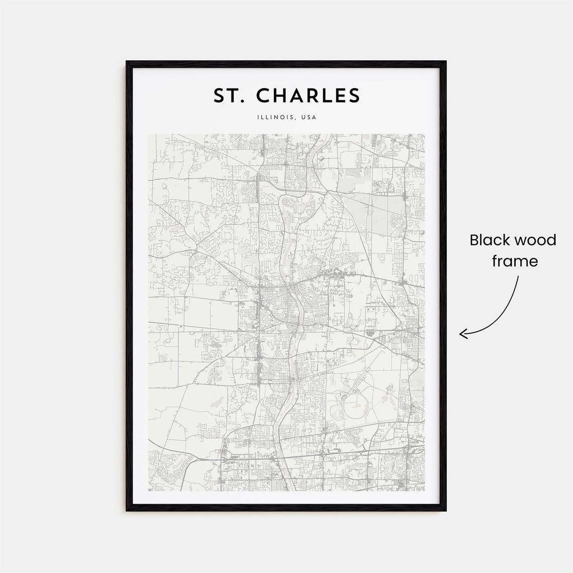 St. Charles Illinois Minimalist City Map Line Art Home Decor Poster - Image 3