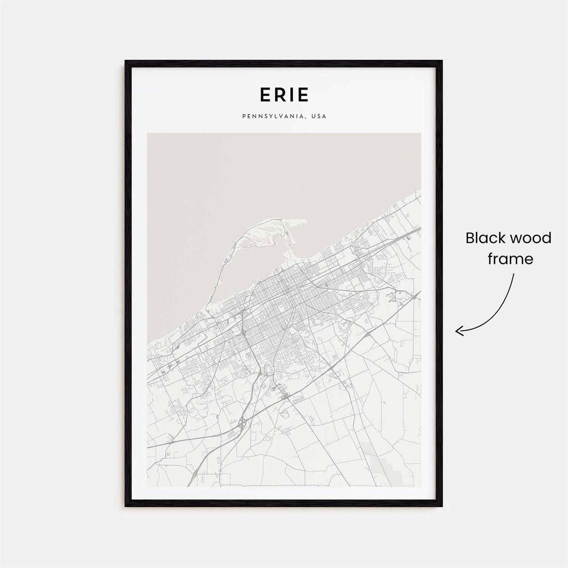 Erie Pennsylvania Minimalist Lakeside City Map Poster Modern Decor - Image 3