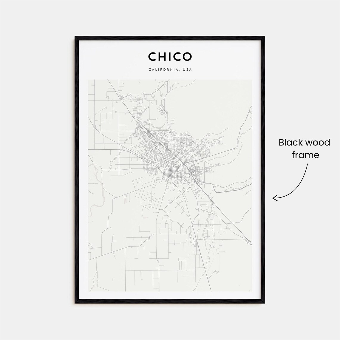 Chico California USA Minimalist Black White City Map Home Decor Poster - Image 3