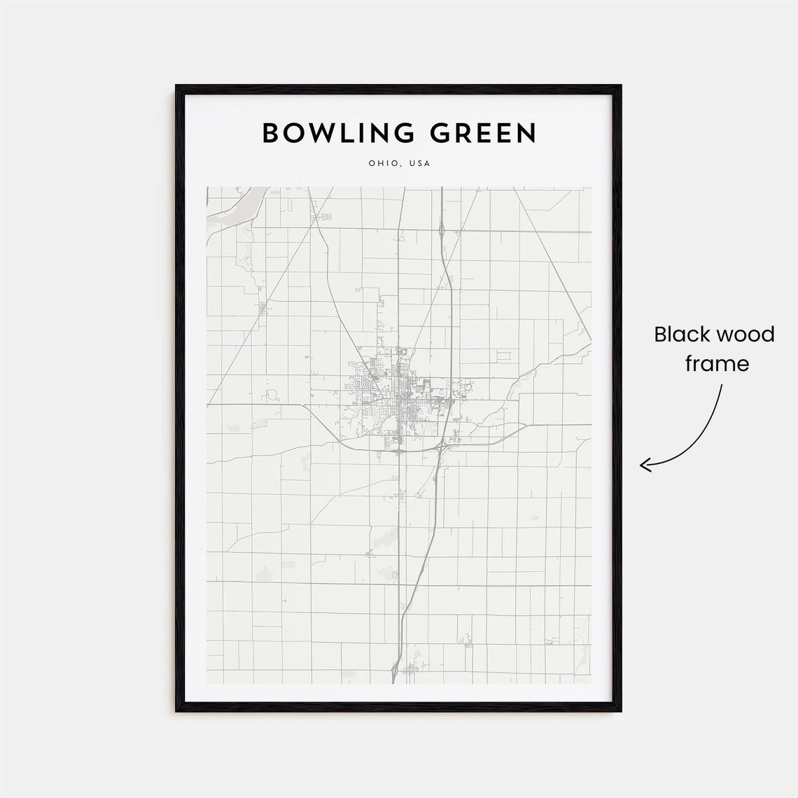 Bowling Green Ohio Minimalist Line Map City Street Art Poster - Image 3
