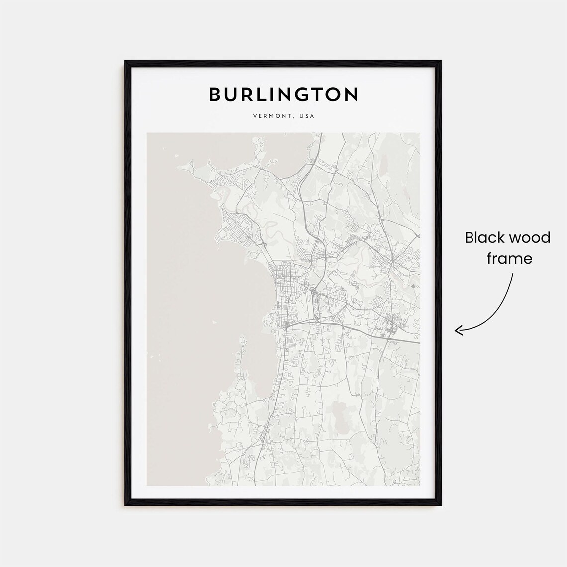 Burlington Vermont Minimalist Lake Street Map City Travel Poster - Image 3