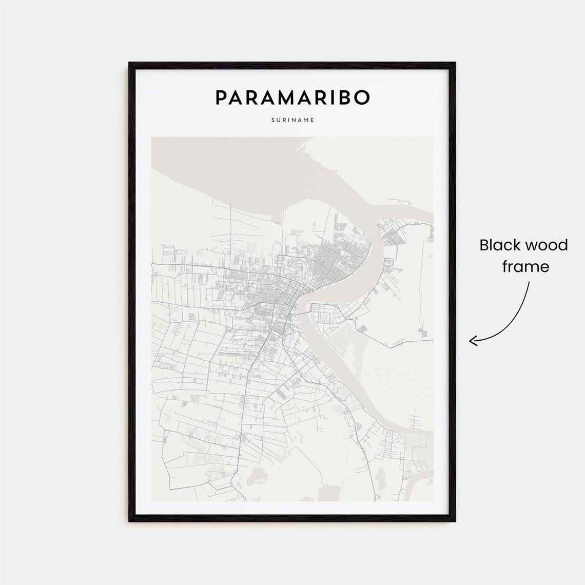 Paramaribo Suriname Minimalist Street Map Modern Decor Art Poster - Image 3
