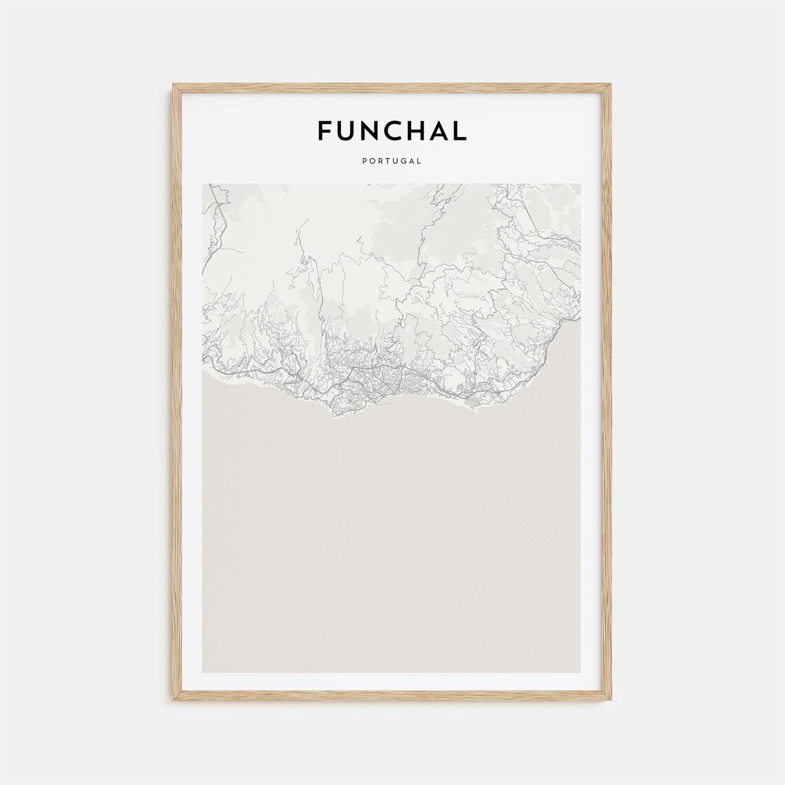 Funchal Portugal Minimalist Street Map City Decor Line Art Poster
