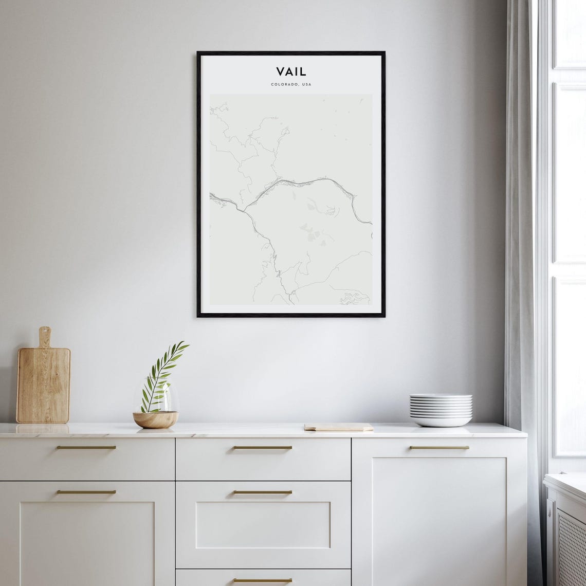 Vail Colorado USA Minimal Cream Mountain Map Travel Decor Poster - Image 2
