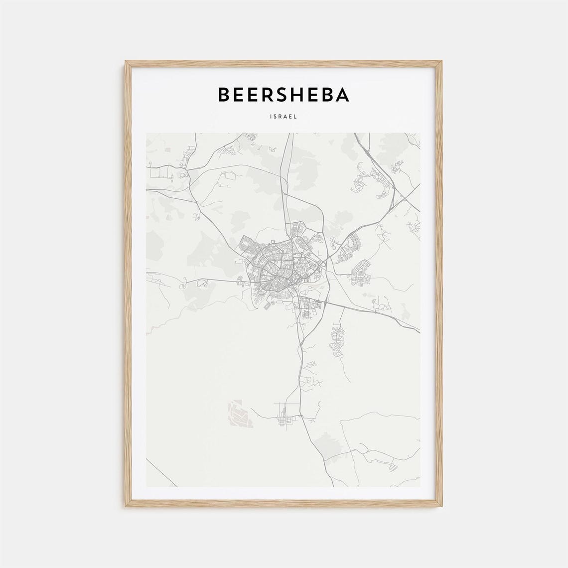 Beersheba Israel Personalized Minimalist Beige City Street Map Poster