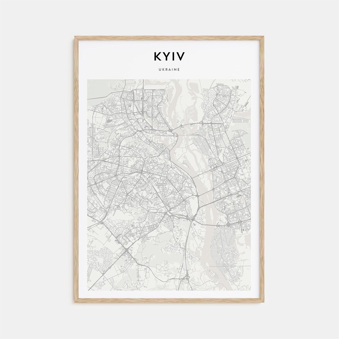 Modern Minimalist Kyiv Ukraine Capital City Street Map Poster