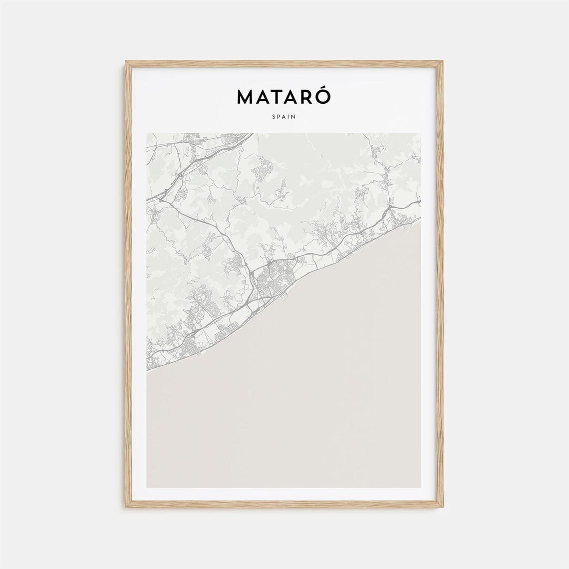 Mataro Spain Mediterranean Coast Beige Minimalist Map Art Poster
