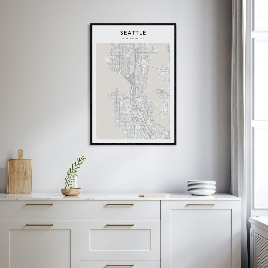 Seattle Washington Puget Sound Minimalist City Map Travel Poster - Image 2