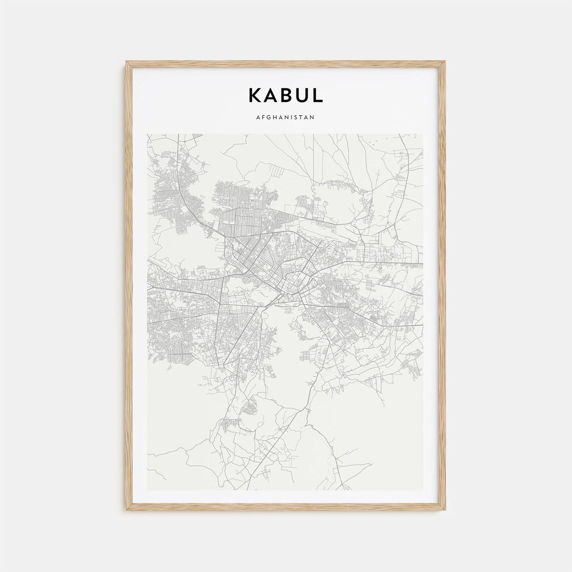 Kabul Afghanistan Minimalist City Street Map Line Art Poster