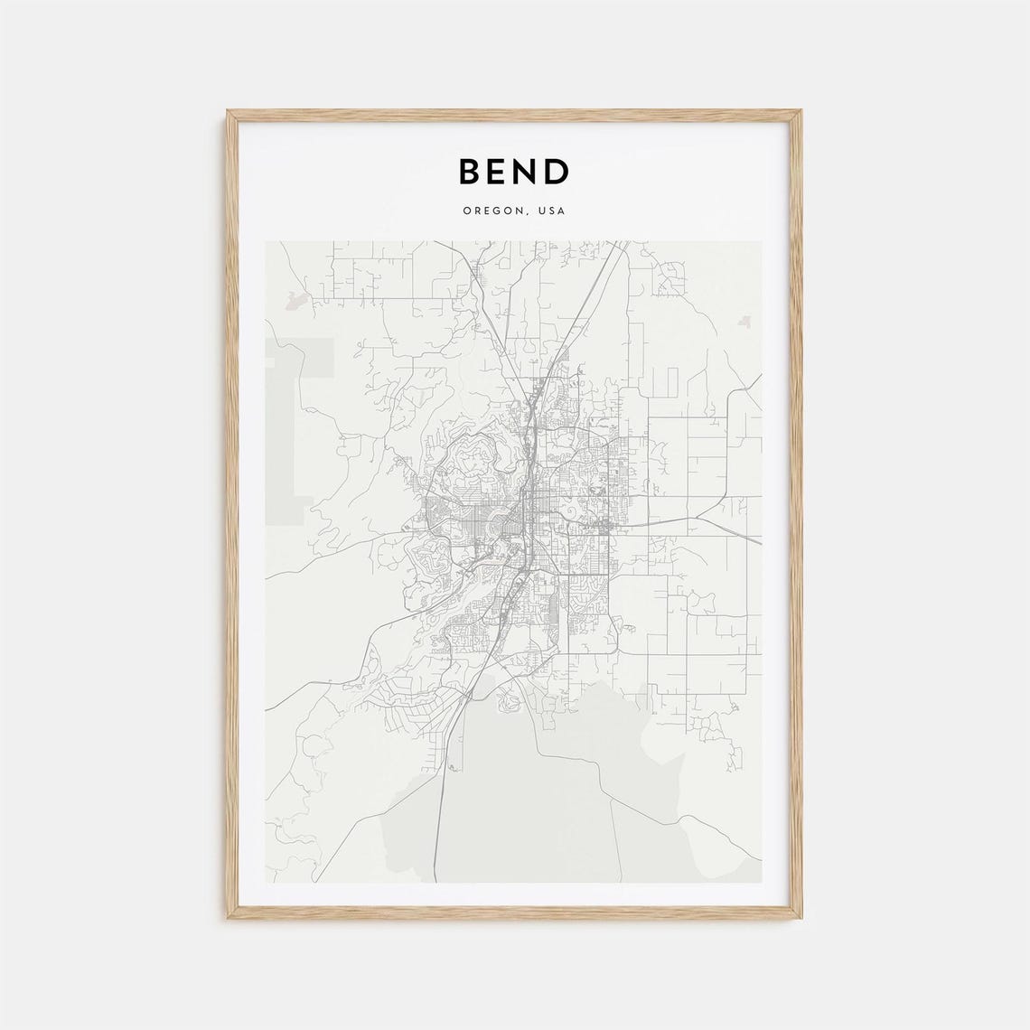 Bend, Oregon, USA Minimalist City Street Map Fine Line Art Poster