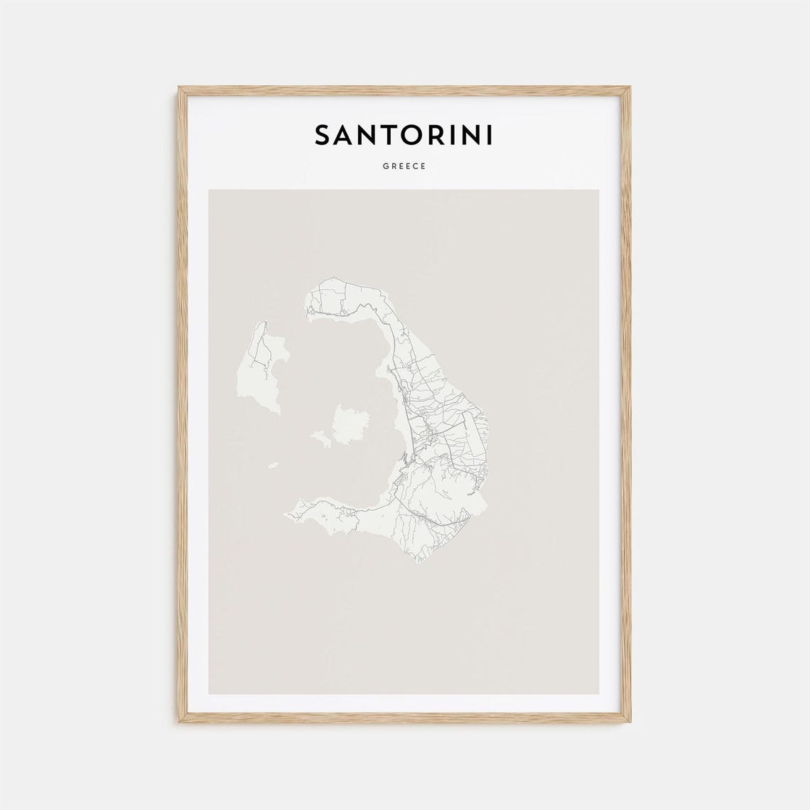 Santorini Greece Caldera Crescent Minimalist Island Map Travel Poster