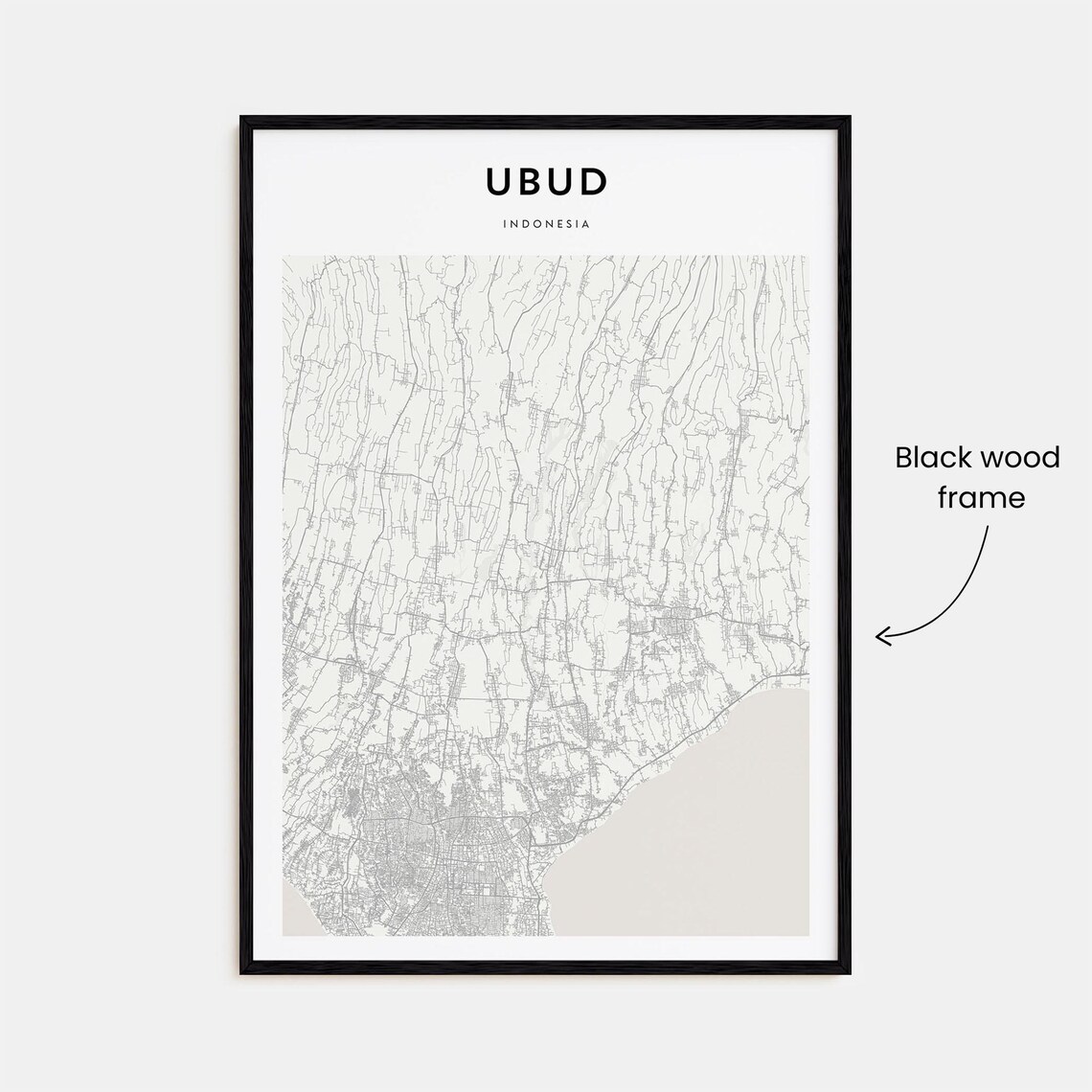 Ubud Indonesia Minimalist City Street Map Modern Travel Poster - Image 3