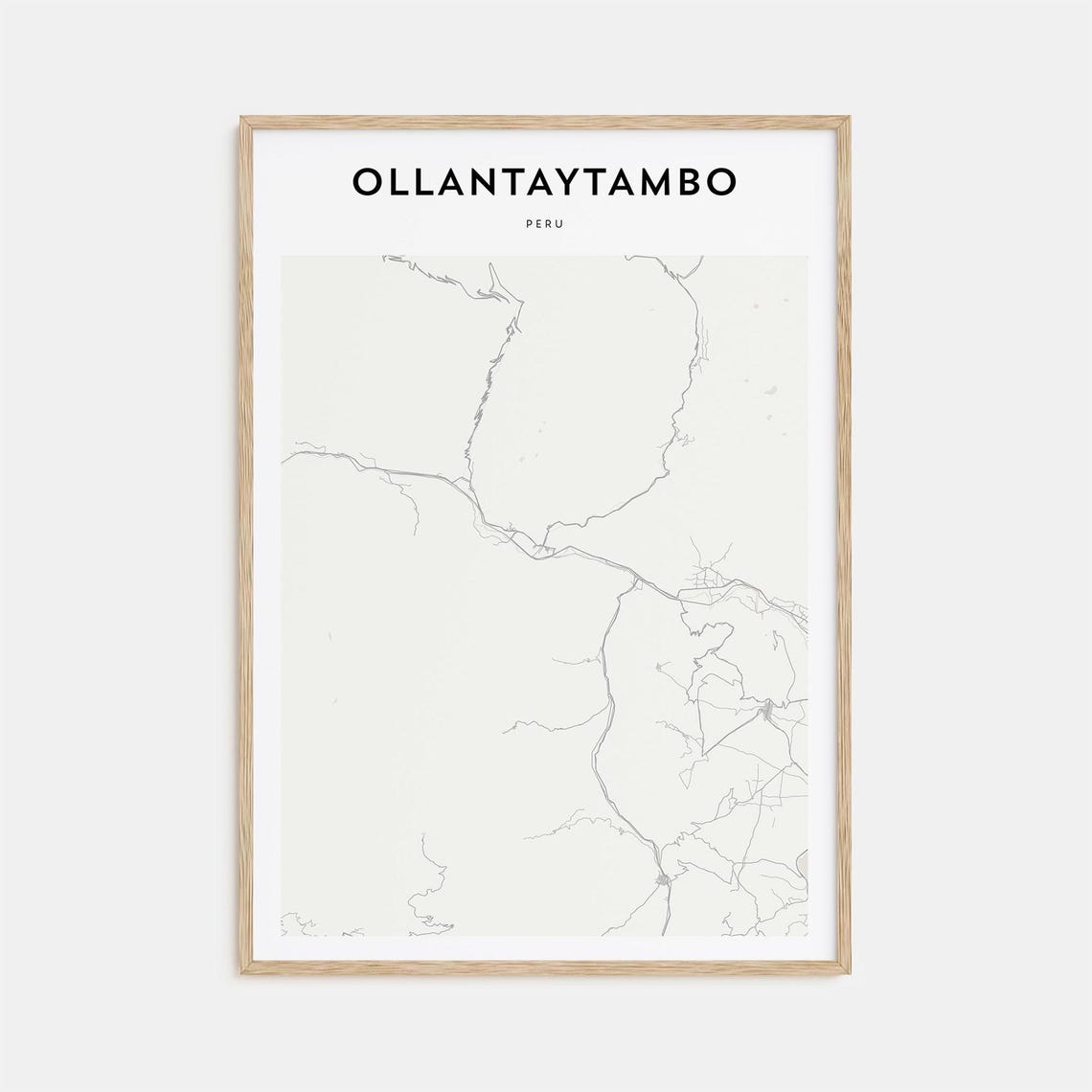Ollantaytambo Peru Minimalist Street Map Town Travel Art Poster