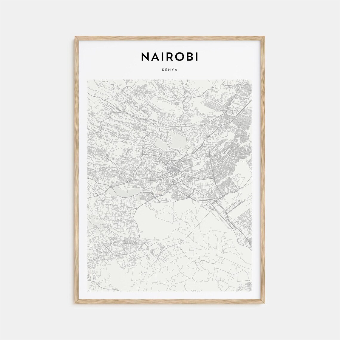 Nairobi Kenya Minimalist City Street Map Poster with Bold Typography