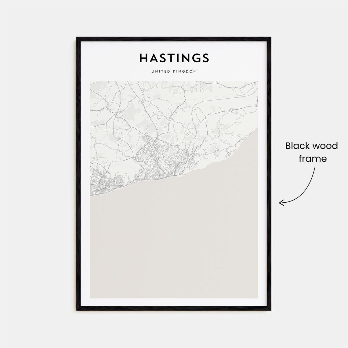Hastings United Kingdom Minimalist Coastal Map Wall Decor Poster - Image 3