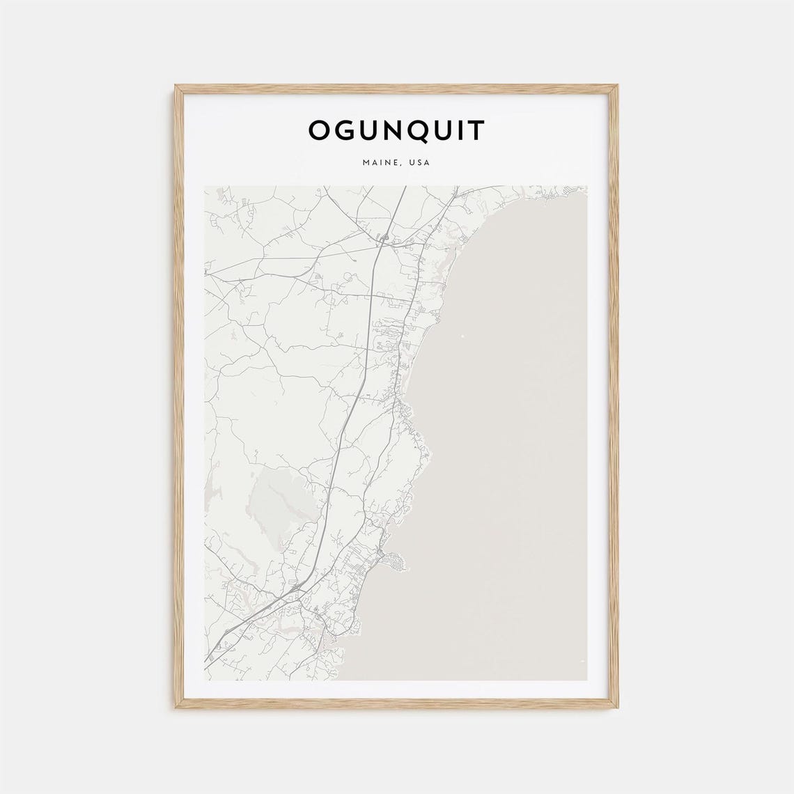 Ogunquit Maine Coastal Town Minimalist Street Map Travel Art Poster