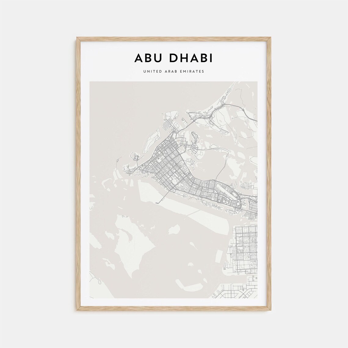 Abu Dhabi United Arab Emirates Monochrome City Map Art Poster