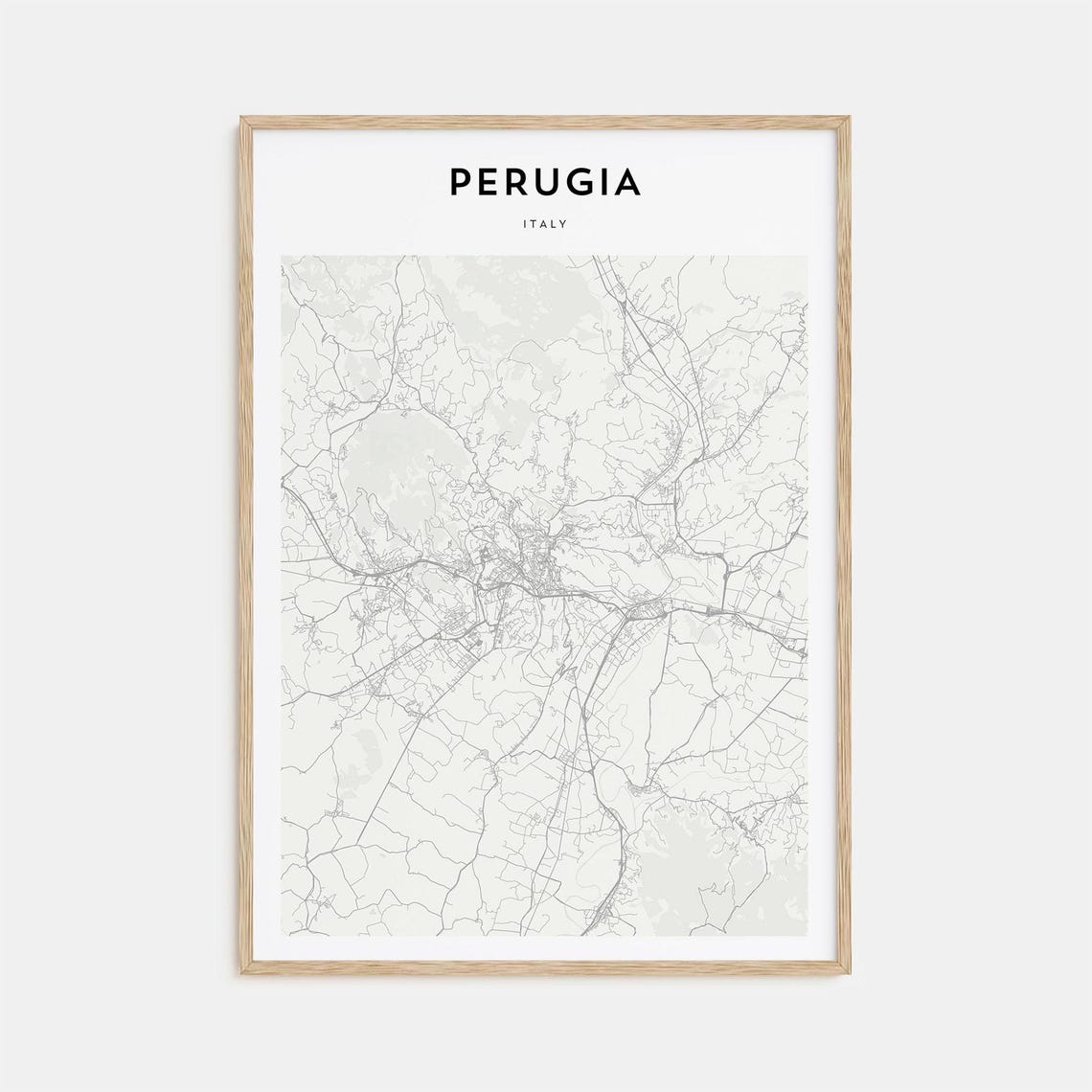 Perugia Italy Minimalist Medieval Hill Town Map Travel Poster