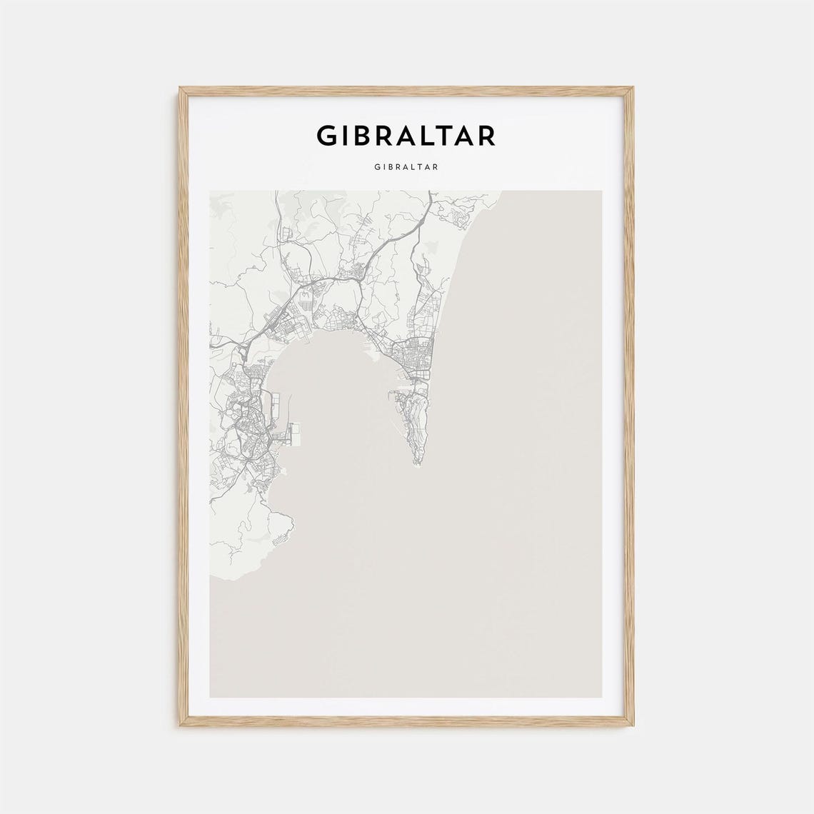 Gibraltar British Territory Minimalist Beige Map Poster Home Art