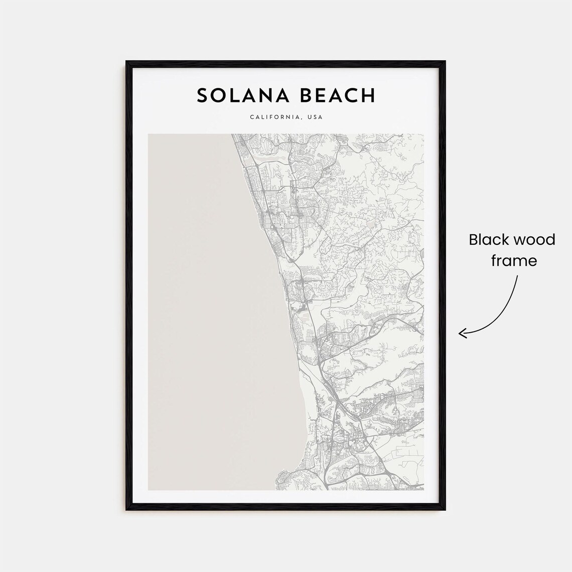 Solana Beach California USA Minimalist Coast Map Travel Poster - Image 3
