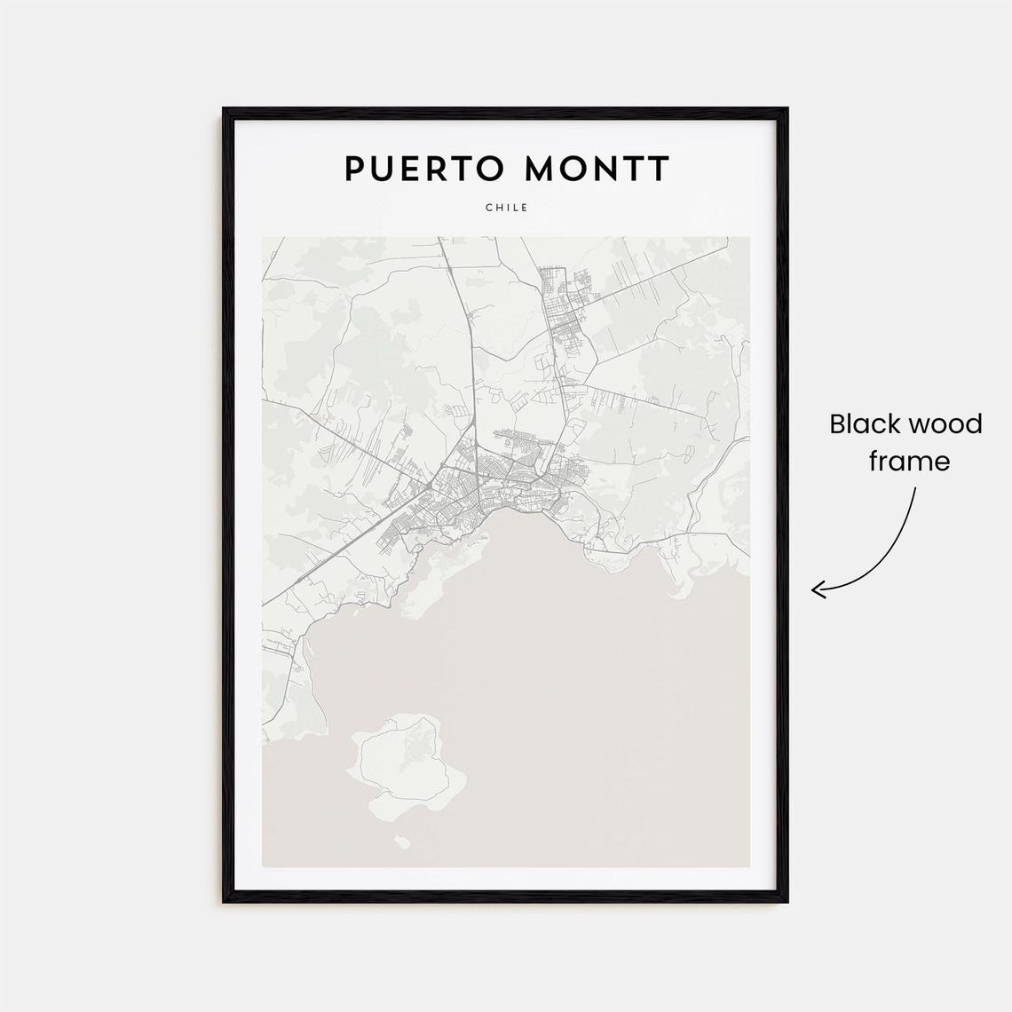 Puerto Montt Chile Minimalist Modern City Map Street Art Poster - Image 3