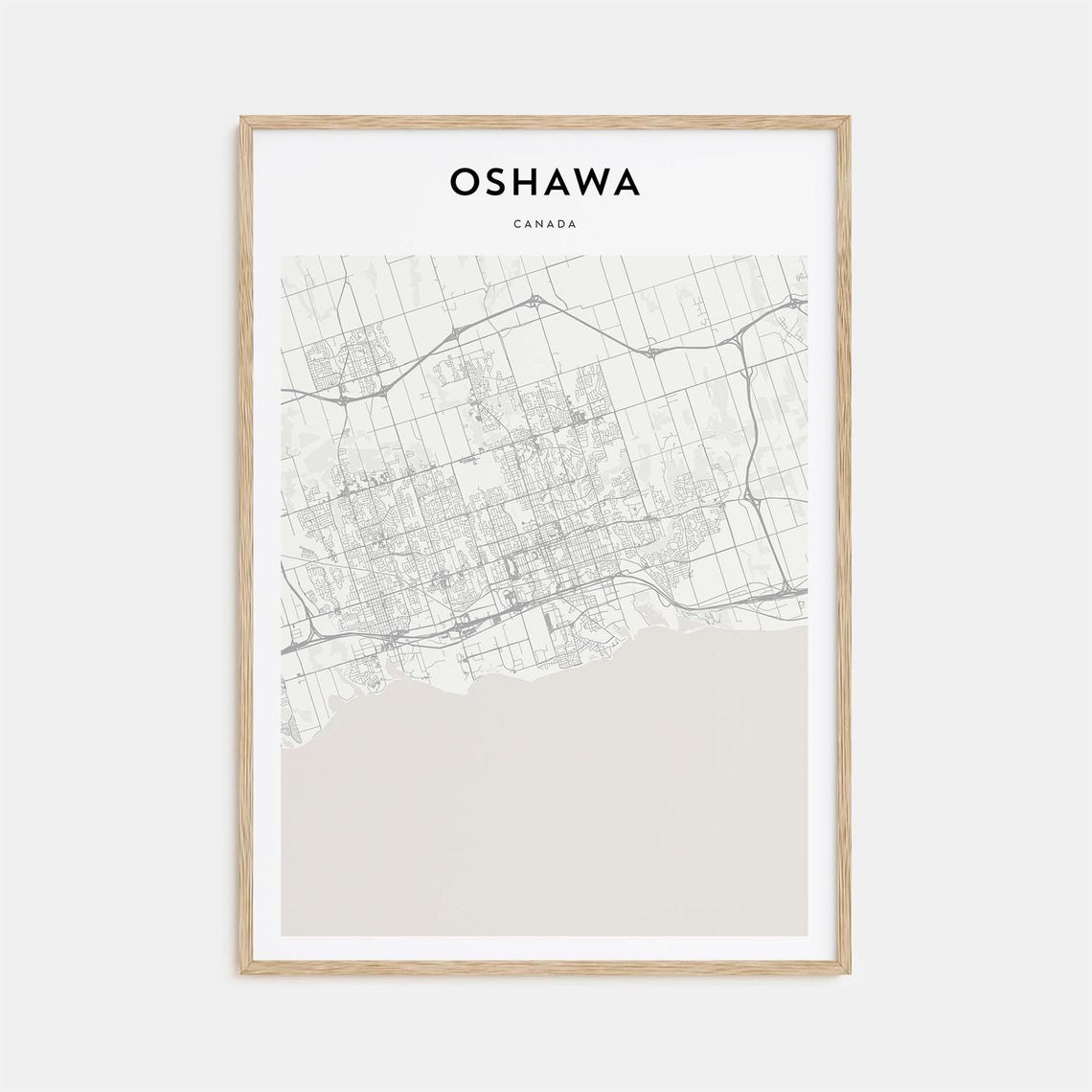 Oshawa Canada Ontario Great Lakeside Minimalist Map Travel Poster