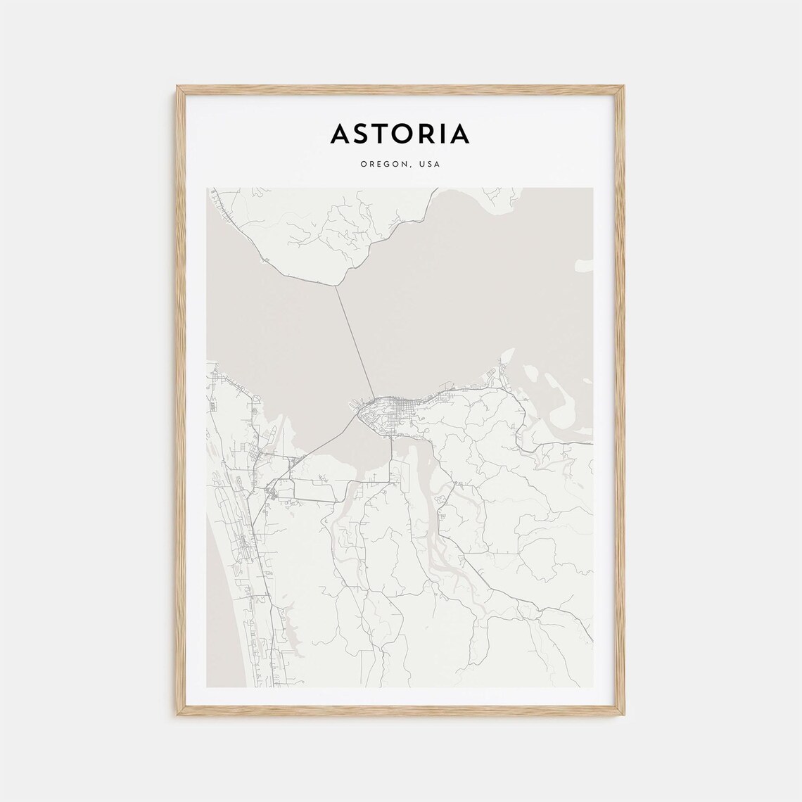 Astoria Oregon USA Minimalist Street Map Beige Travel Poster