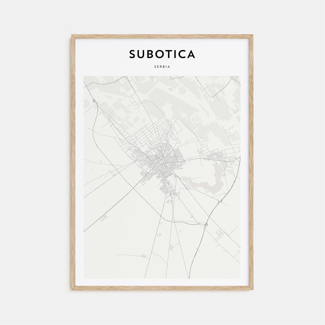 Subotica Serbia Minimalist City Street Map Line Art Home Decor Poster