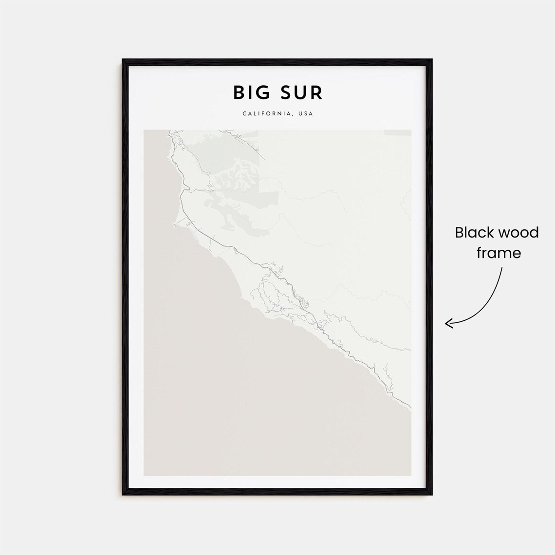 Big Sur California USA Minimalist Coastline Map Line Art Travel Poster - Image 3