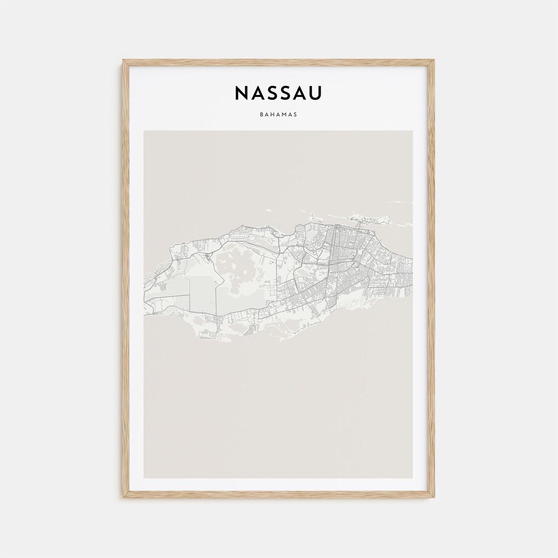 Nassau Bahamas Minimalist Island Street Map Caribbean Capital Poster