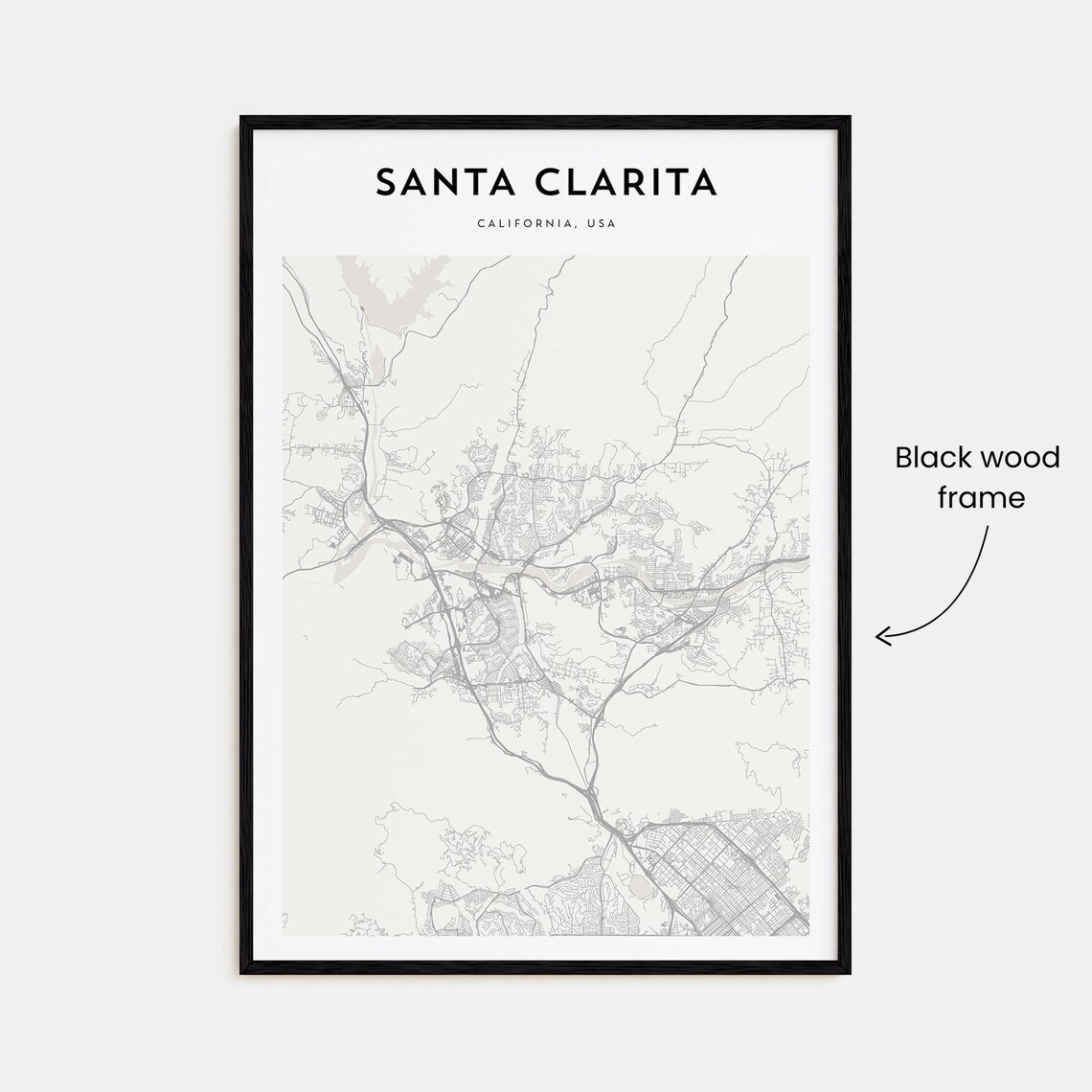 Santa Clarita California Street Map Poster Minimalist Modern Decor - Image 3