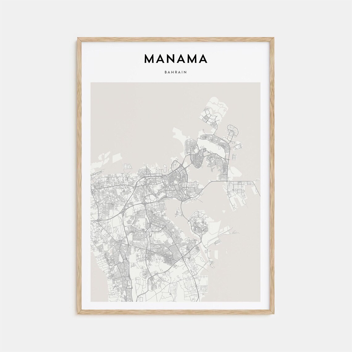 Manama Bahrain Minimalist Street Map Poster For Modern Travel Decor