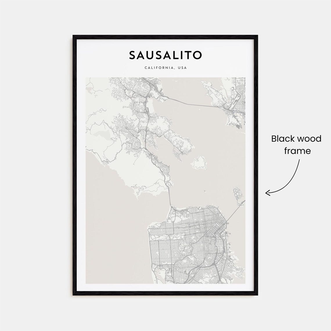 Sausalito California USA Scandinavian Minimalist Bay Map Travel Poster - Image 3