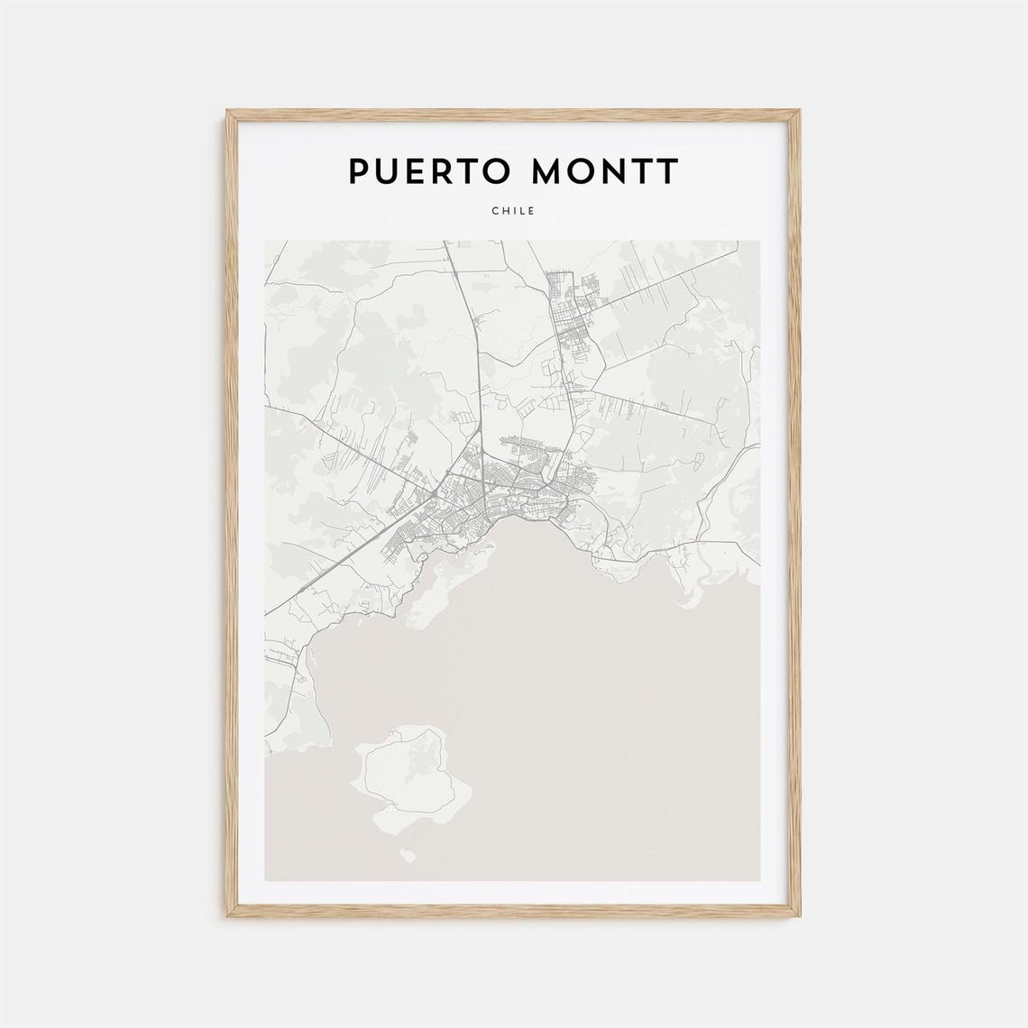 Puerto Montt Chile Minimalist Modern City Map Street Art Poster