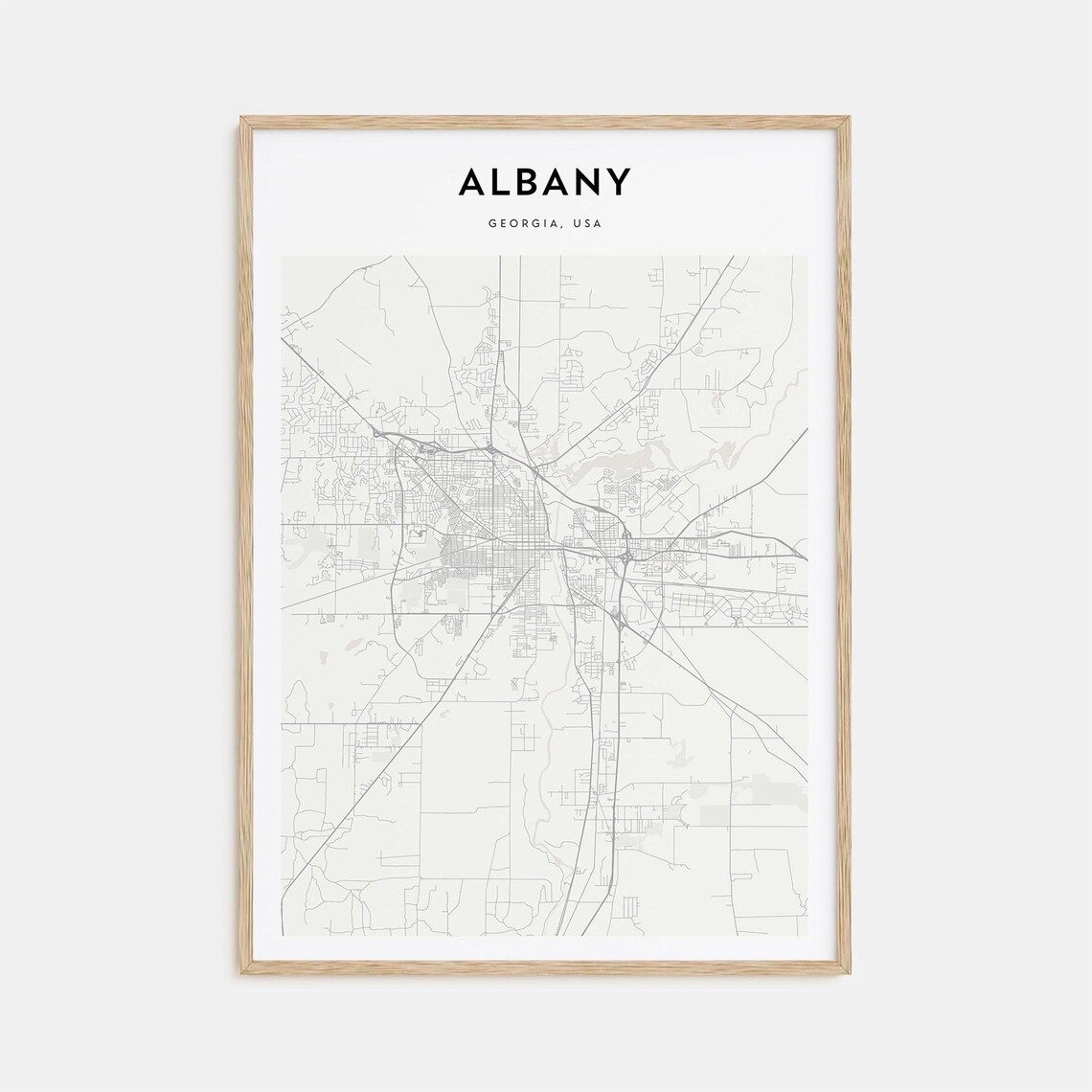 Albany Georgia Minimalist Historic City Street Map Travel Poster