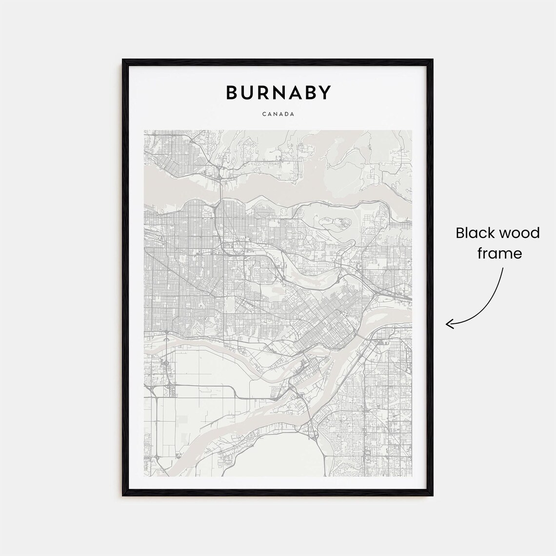 Burnaby Canada Minimalist City Street Map Beige Travel Poster - Image 3