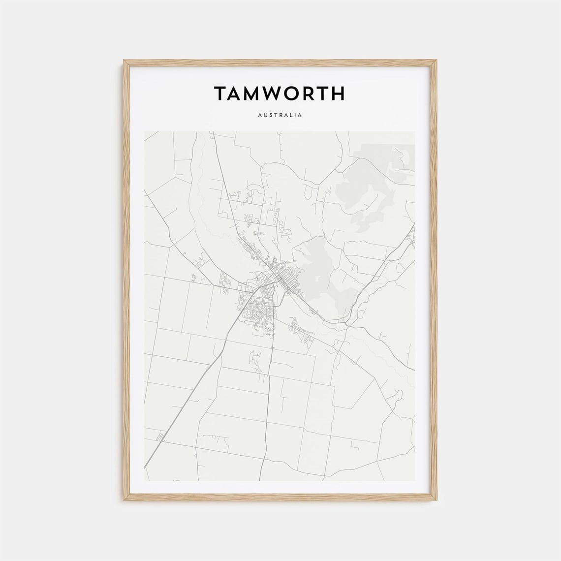 Tamworth Australia Minimal Cream City Map Travel Decor Poster