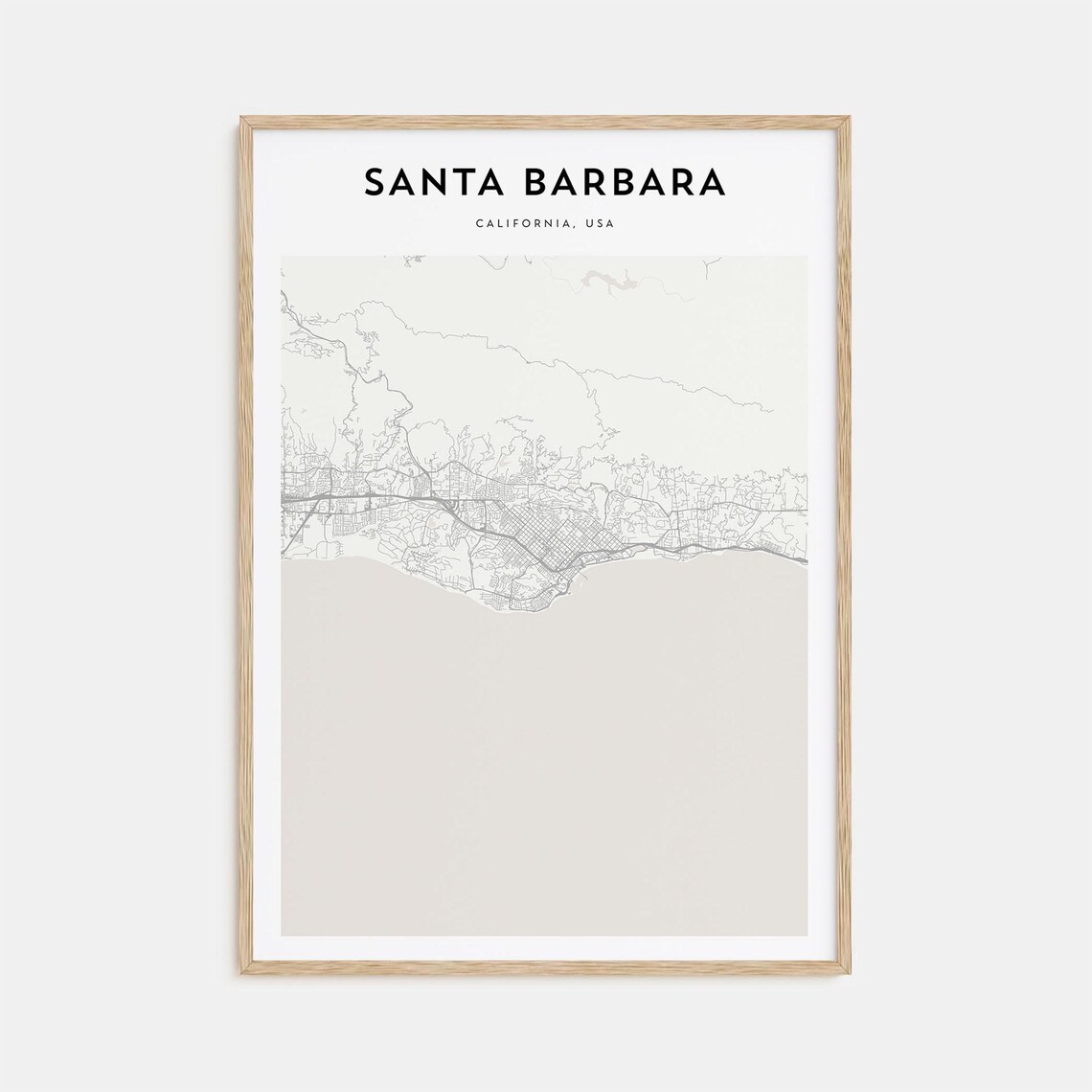 Santa Barbara California USA Minimalist Street Map Line Art Poster