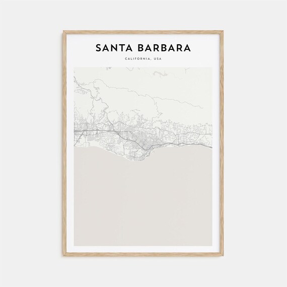 Santa Barbara California USA Minimalist Street Map Line Art Poster