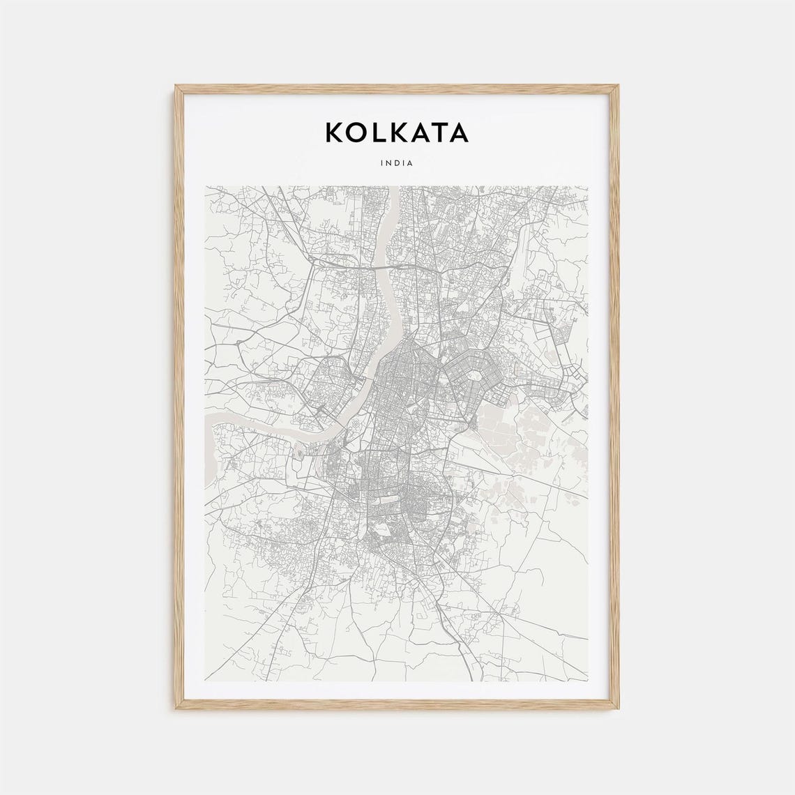 Kolkata India Minimal Line Art Style City Map Wall Decor Poster