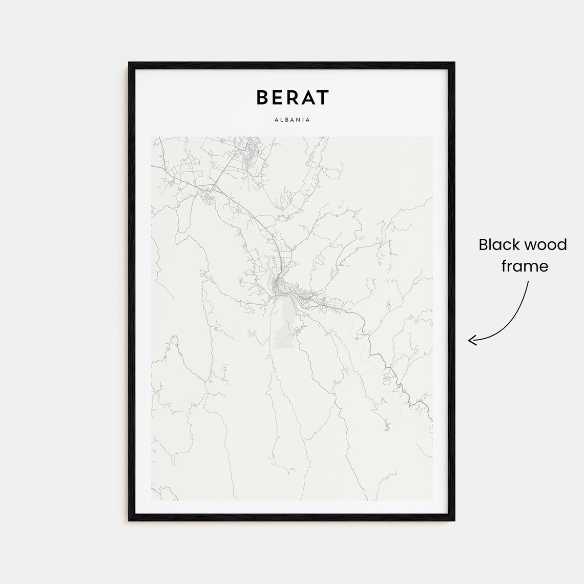 Berat, Albania Minimalist City Street Map Fine Line Art Poster - Image 3