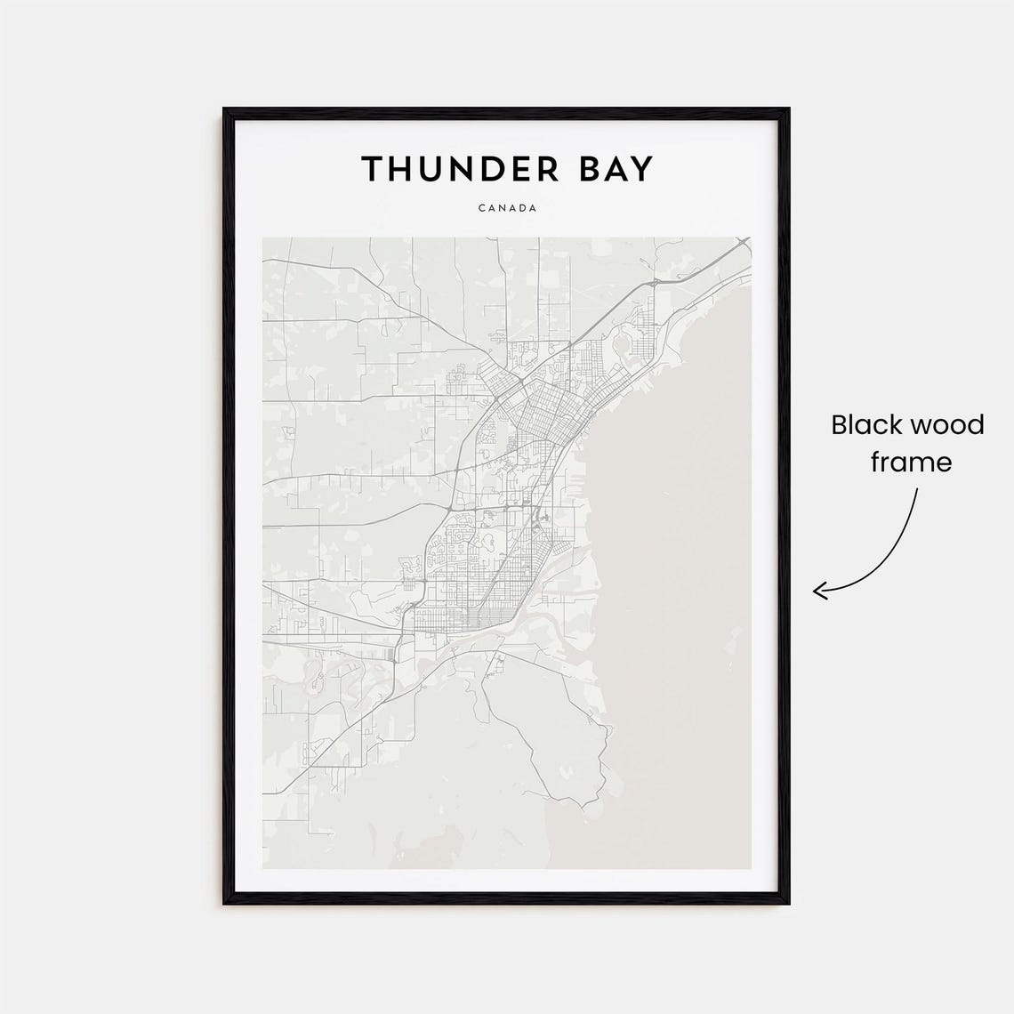 Thunder Bay Canada Minimalist Lake Shore Map Line Art Travel Poster - Image 3